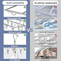 Vista 5 de Fayleeko Tendedero de secado de ropa de acero inoxidable con 52 clips, calcetines plegables, ropa interior, perchas para secar toallas, brasieres