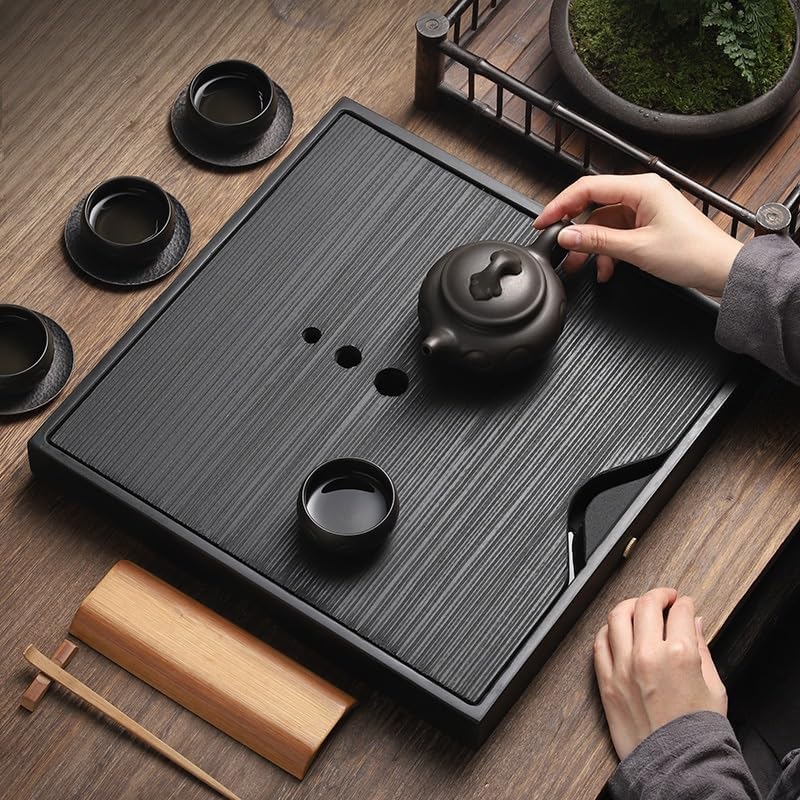 Tea Set Tea Tray Home Modern Simple Stone Water Storage and Drainage Dual-use Tea Table Dry Tea Tray Small Tea Sea Tea Tray Chinese Tea Set (A)