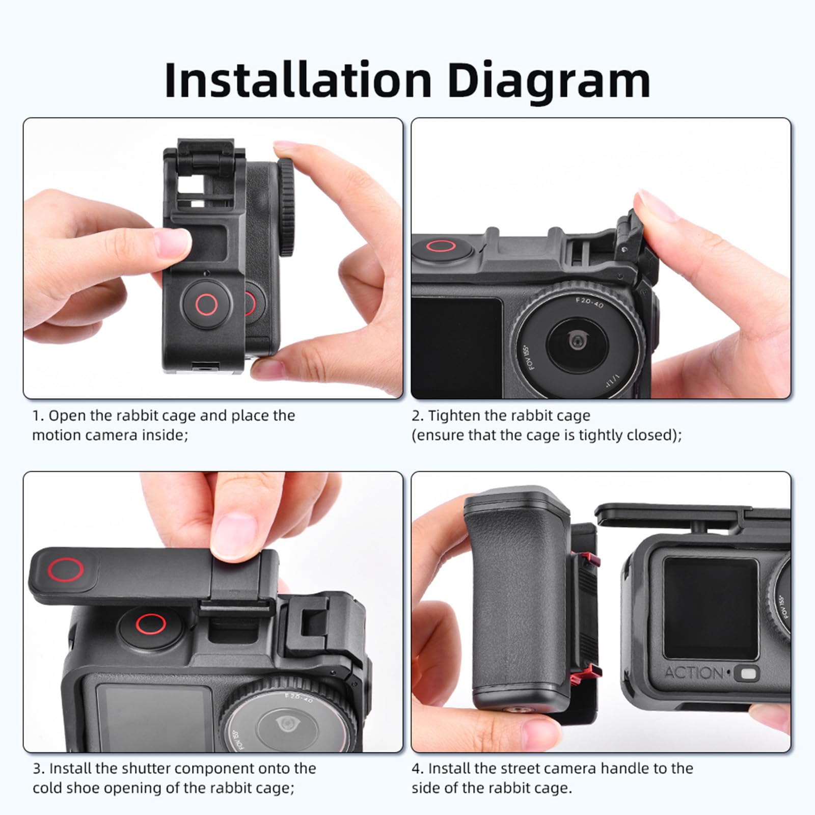 OSMO Action 6 zestaw uchwytów do DJI Osmo Action 6, zestaw uchwytów do fotografii ulicznej Xplorer z przyciskiem migawki, osłonką obiektywu i smyczą (zestaw uchwytów do fotografii ulicznej)