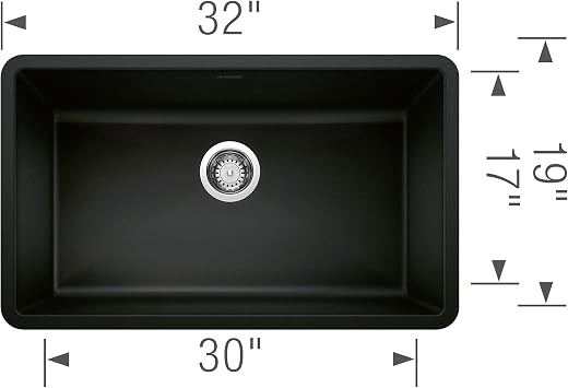 BLANCO Precis Super Single Kitchen Sink, Coal Black