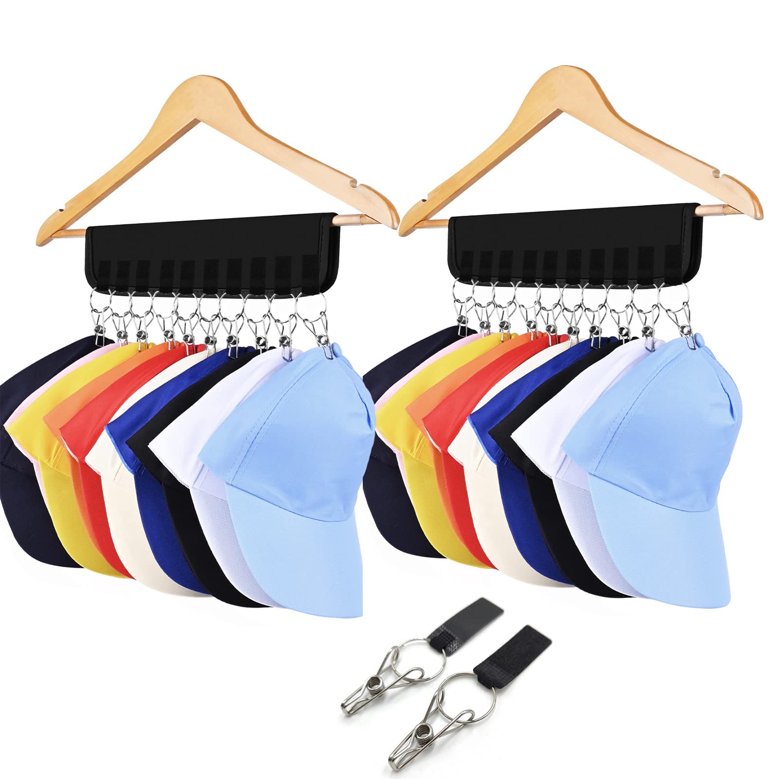 Photo 1 of 6 PACK SZ.haitun Hat Rack for Baseball Caps Hat Organizer Holder & Room Closet Display, 2 Pack 10 Detachable Hat Storage Clips for Hang Ball Caps Winter Beanie & Mens Accessories (Black) Black 2PC
