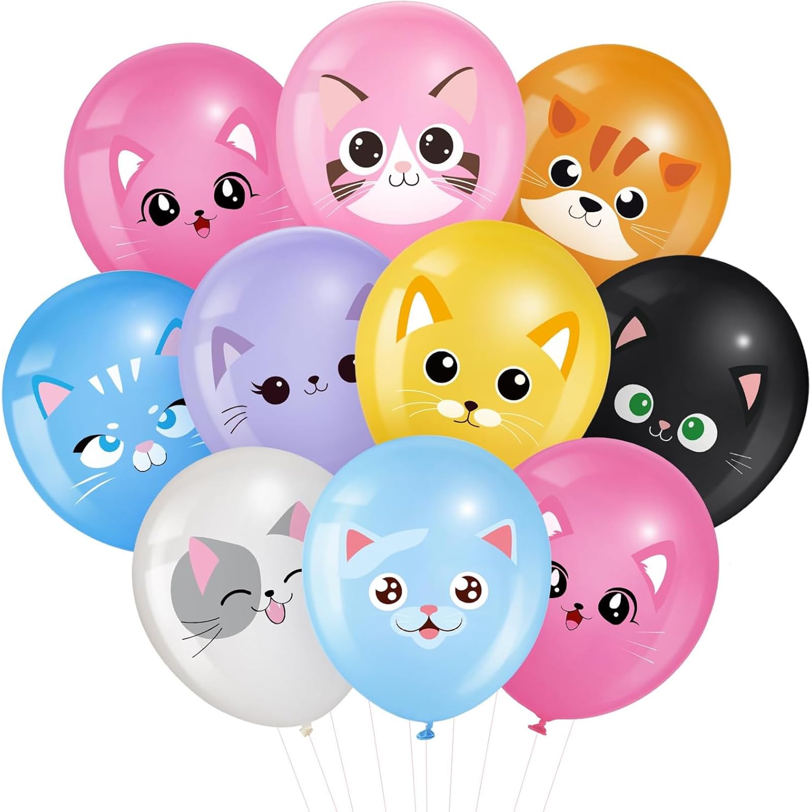 DazzJoy 18 Stück Katzen Deko Luftballons Geburtstag, Luftballon Katze Tiere Ballons, Katze Deko Helium Ballon, Katzen Geburtstag Ballon Tiere für Kindergeburtstag Deko, Babyparty Dekoration