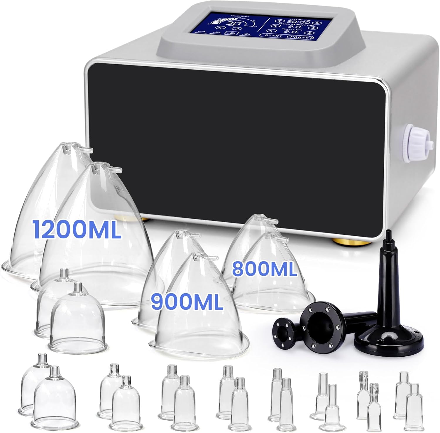 Vacuum Therapy Cupping Machine Multi-Functional Scraping and Cupping Massager Set with 24 Cups and Touch Screen for Salon with Body, Back, Face Care Massage, 4 Modes Adjustable Suction for Salon Work