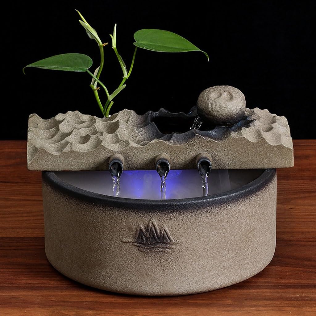 Fuentes De Sobremesa Fuente De Sobremesa Decoración De Agua De Cerámica Dispositivo De Agua De Sobremesa Salón De Té Creativo Fuente De Circulación Zen Fuente,A