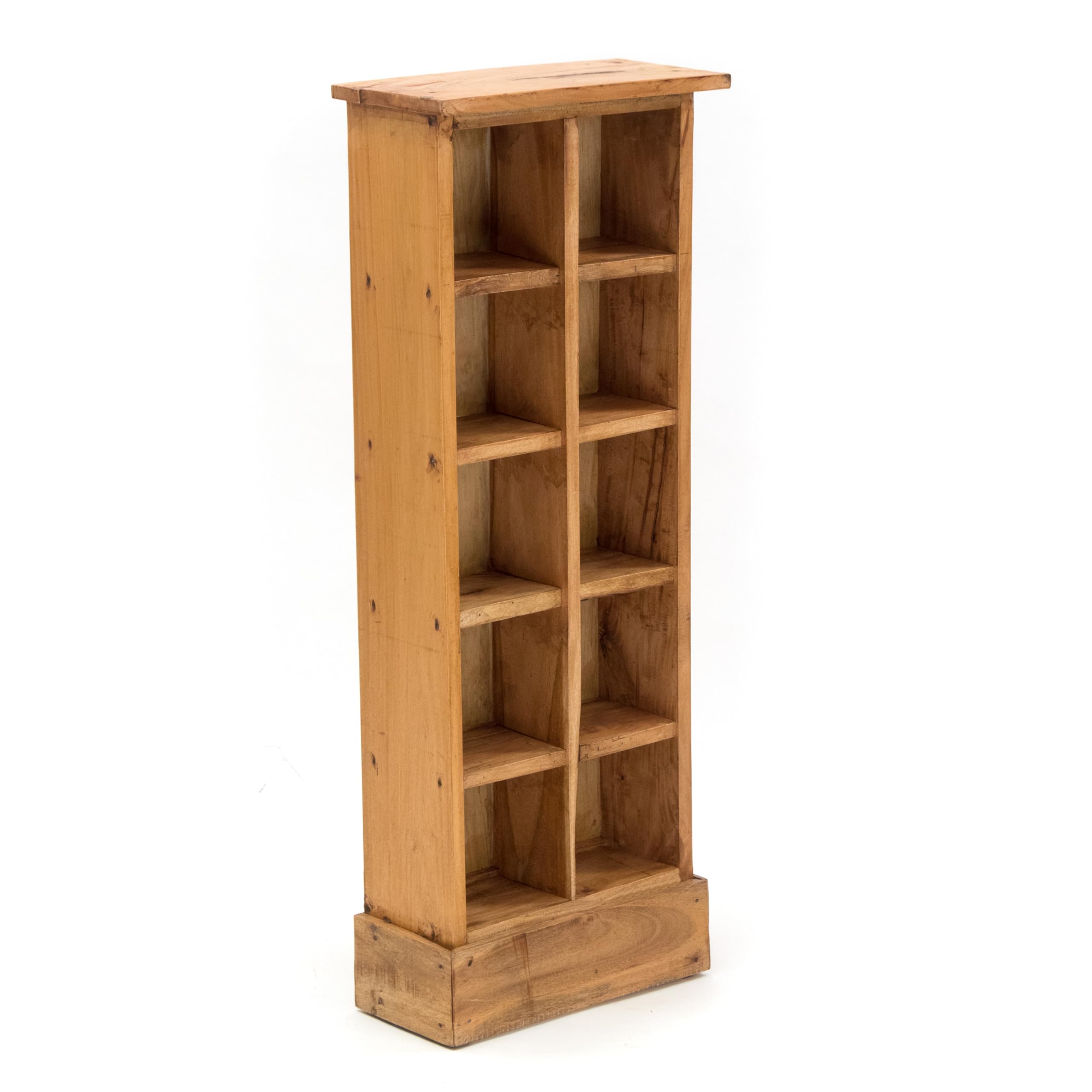 DESIGN DELIGHT Nature, scaffale rustico per libri e CD, in legno riciclato, con 10 scomparti, 94 x 36 x 17 cm (altezza x larghezza x profondità)