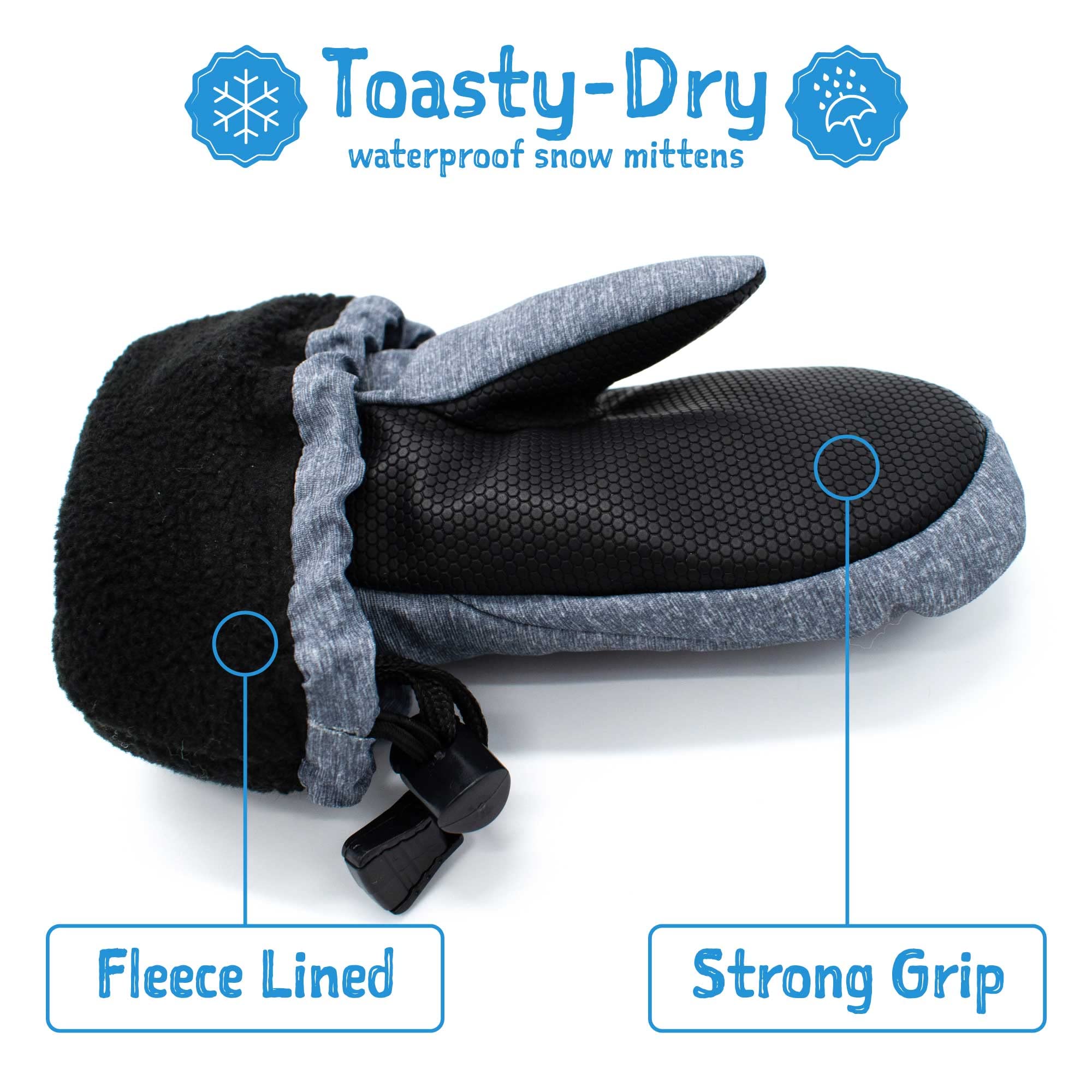 Jan & Jul Waterproof Stay-on Snow Mittens for Baby Toddler Kids | Isolato, foderato in pile accogliente, antivento, per bambini piccoli e piccoli, senza PFAS
