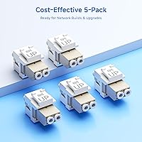 Vista 7 de Cable Matters Paquete de 5 conectores de acoplador Keystone de fibra óptica dúplex LC UPC, OM1/OM2/OM3/OM4 multimodo, soporte OS2 de modo único