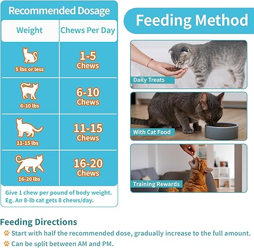 Miniatura 7 de Golosinas para aliviar la alergia a los gatos, 500 masticables crujientes y cremosos, alivio de alergias para gatos con calostro, probióticos,