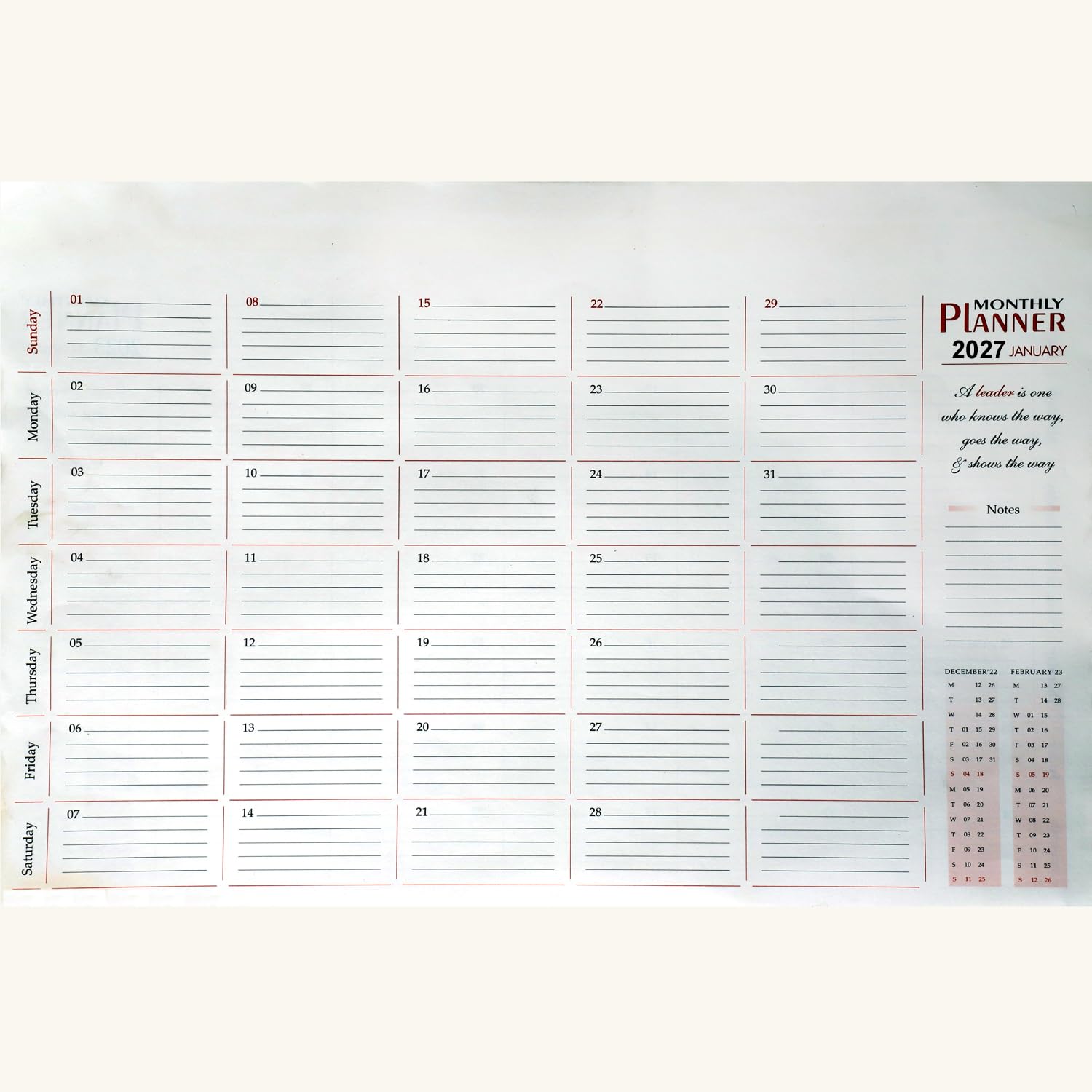 VANQUISH 2026 Monthly Desk Pad Calendar Refill Large Size Daily Planning With Date Two Side Per Pages Paper Sheets Size13.8X21 Inch.-image-1
