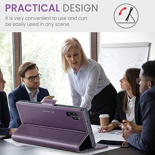 Miniatura 6 de CaseMe Compatible con Samsung Galaxy Note 10+ Plus - Funda tipo cartera con soporte magnético, funda protectora de piel con tapa con ranuras para