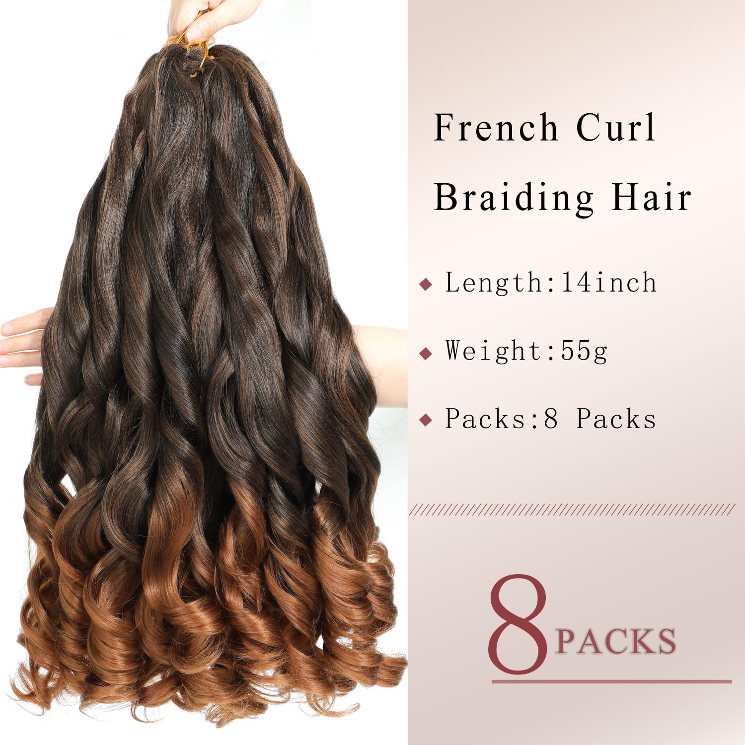 8 Packs Curly Braiding Hair 14 Inch Pre Stretched Curly Braiding Hair Crochet Braiding Hair T30# 14 Inch, 14 Inch (Pack of 8) - Image 2