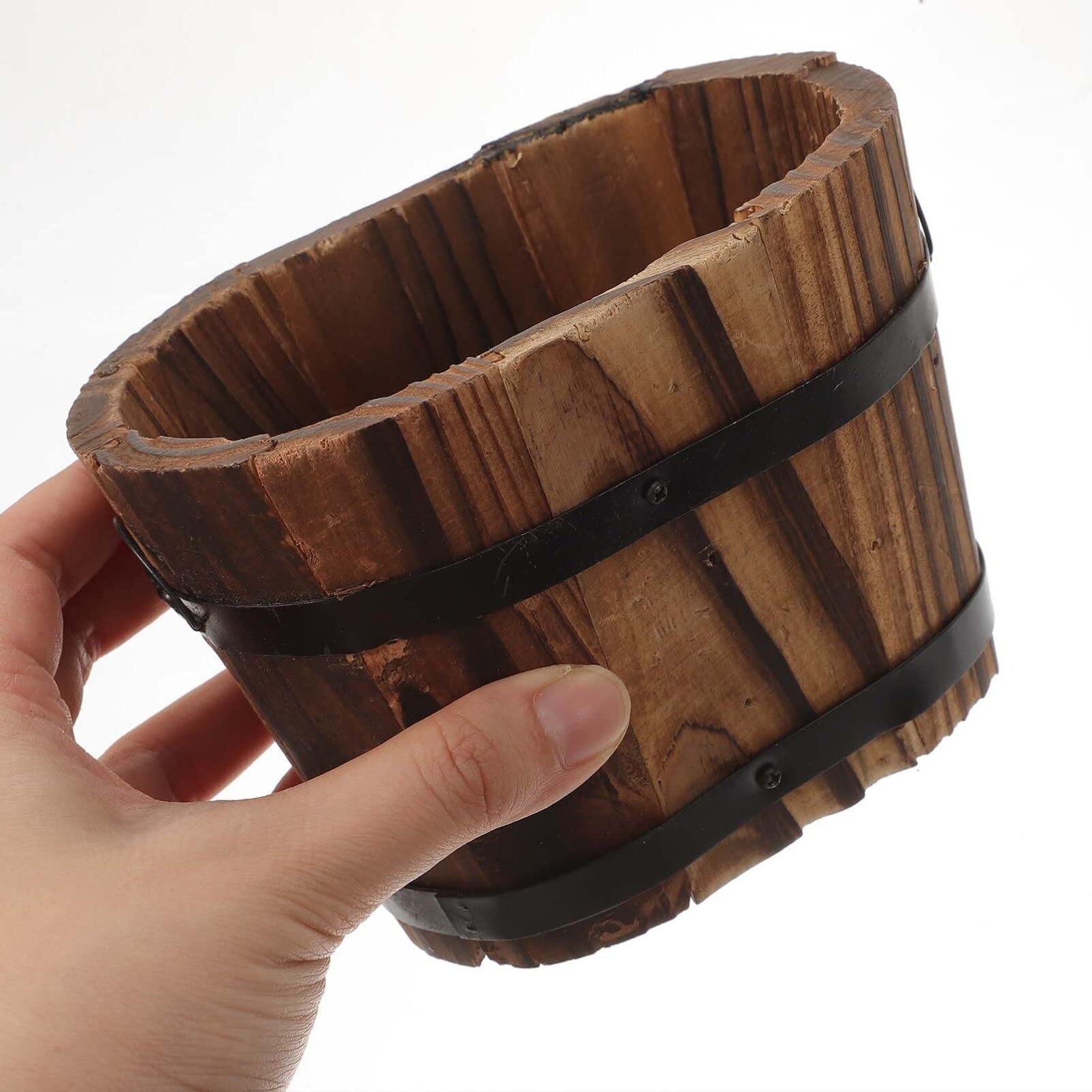 Rustikale Holzfässer Als Pflanzgefäße – Whisky-Fässer Mit Griff Für Garten, Balkon & Innendekoration