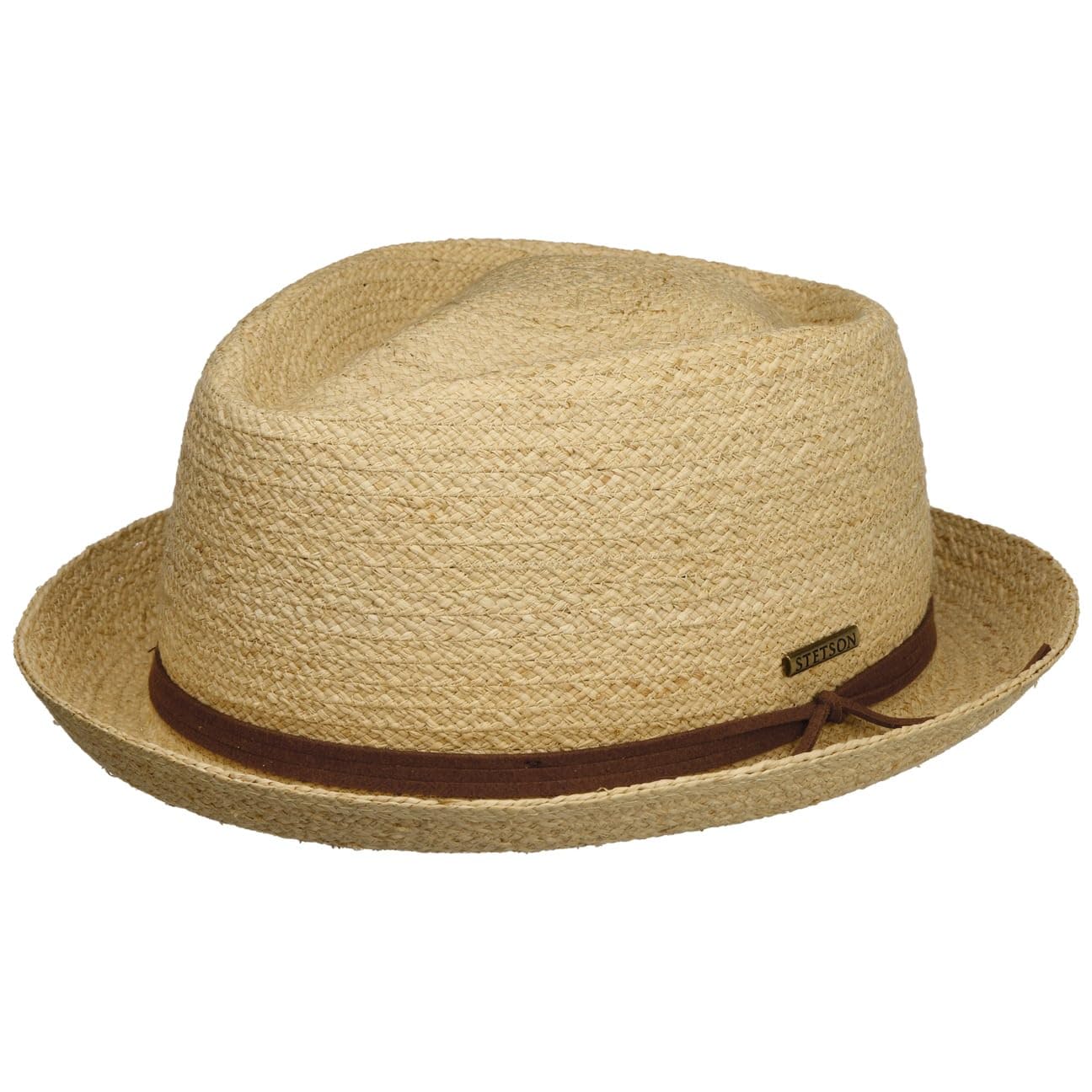 Stetson Uni Diamond Chapeau de Paille de Raphia Pork Pie Protection UV Bande en Cuir Unisexe Printemps Ete