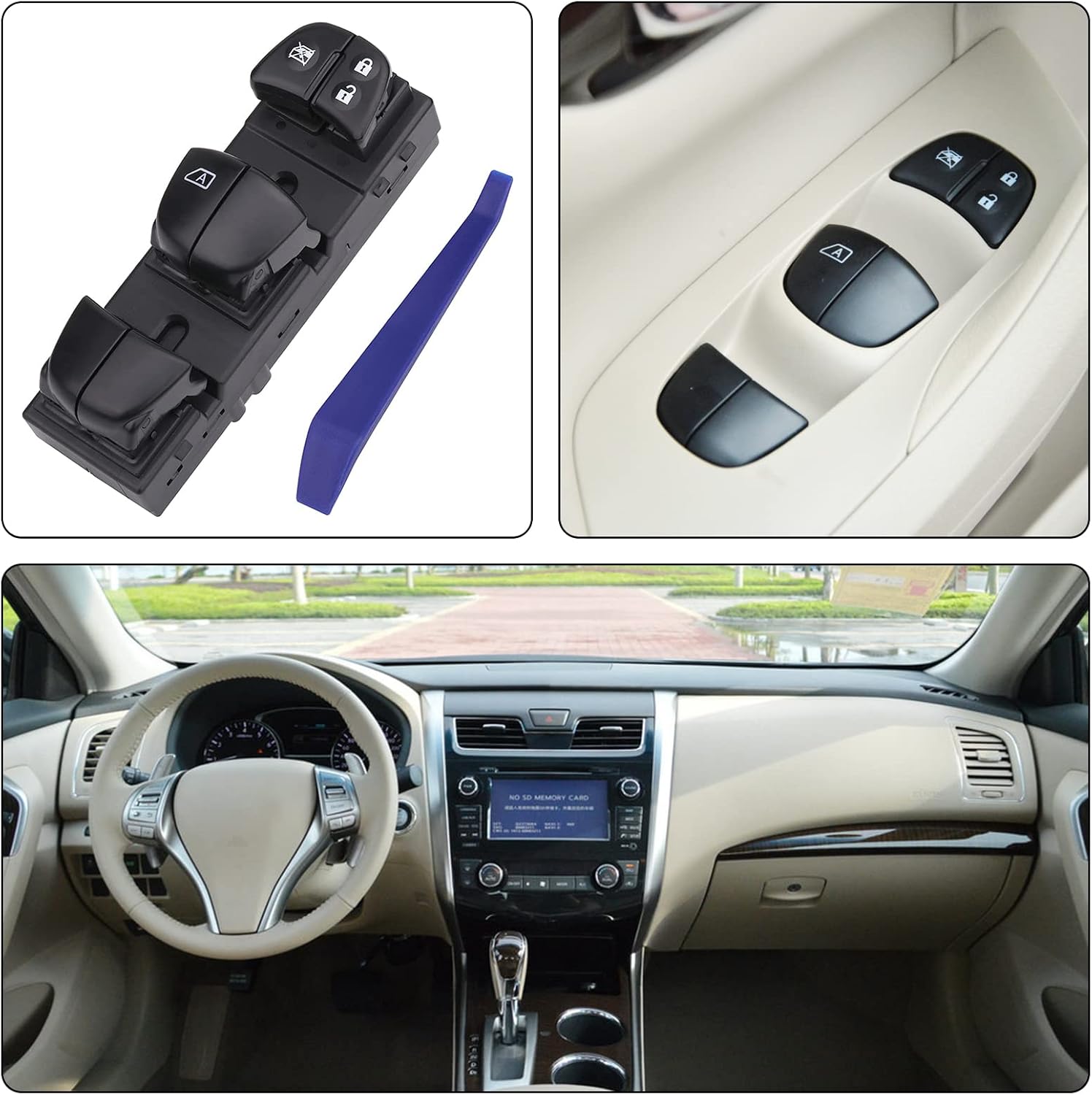 Obaee Power Window Switch Front Left Driver Side Compatible with 2013-2018 Nissan Leaf/Altima, 2013-2019 Sentra, 2014-2018 Rogue, 2011-2017 Juke, Replaces 25401-3NF0A 25401-3SH1A, 1 Auto