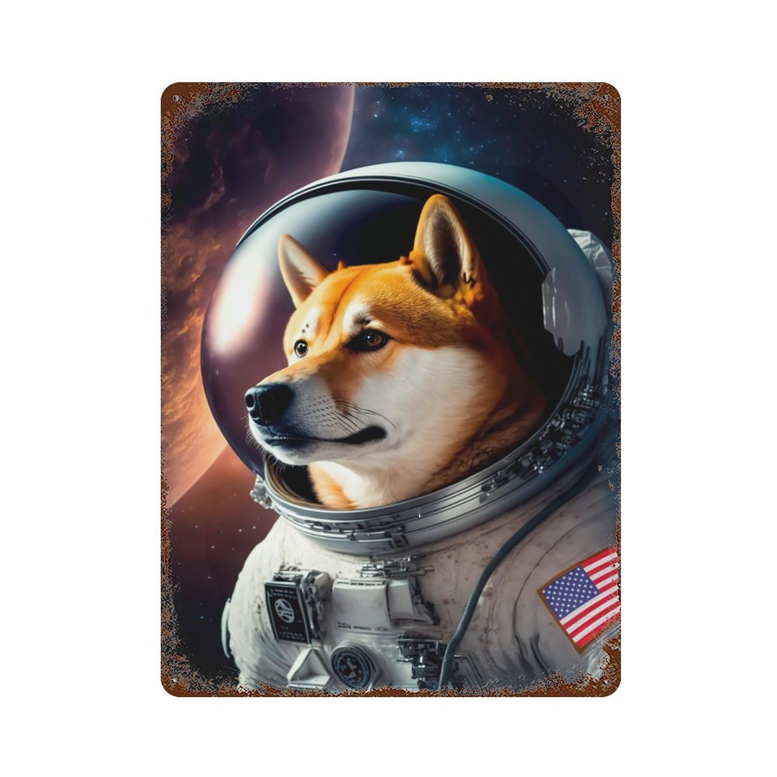 Doge Aged Metal Wall Plaque 15.7"x11.8", Industrial Home Decor for Pub, Kitchen And Man Cave Decor
