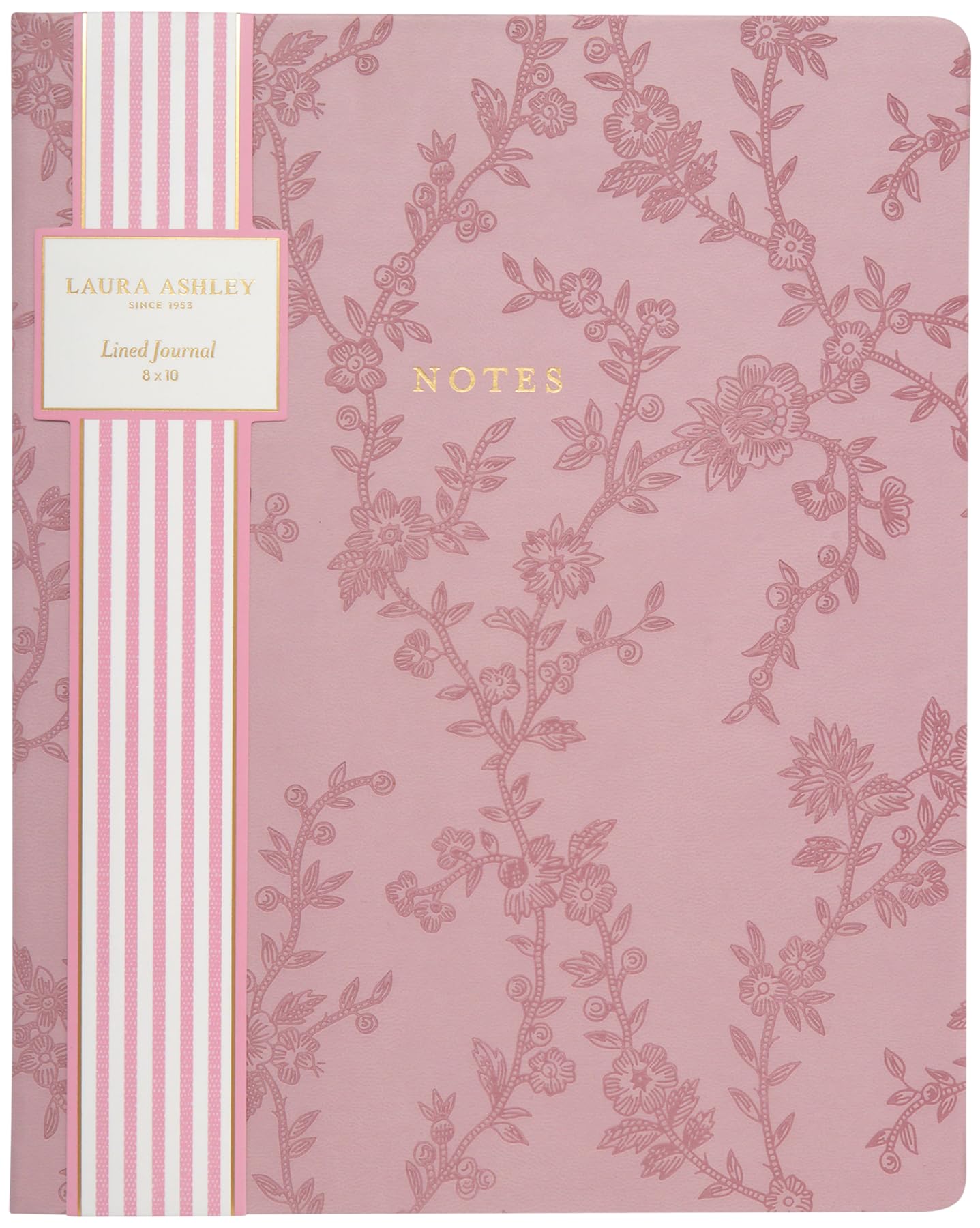 Laura Ashley Premium Hardcover Writing Journal | 256 Lined Pages | Elegant Floral Design | Perfect for Diaries, Notes, and Gift Giving (8-x-10 Inches), Blush Vines