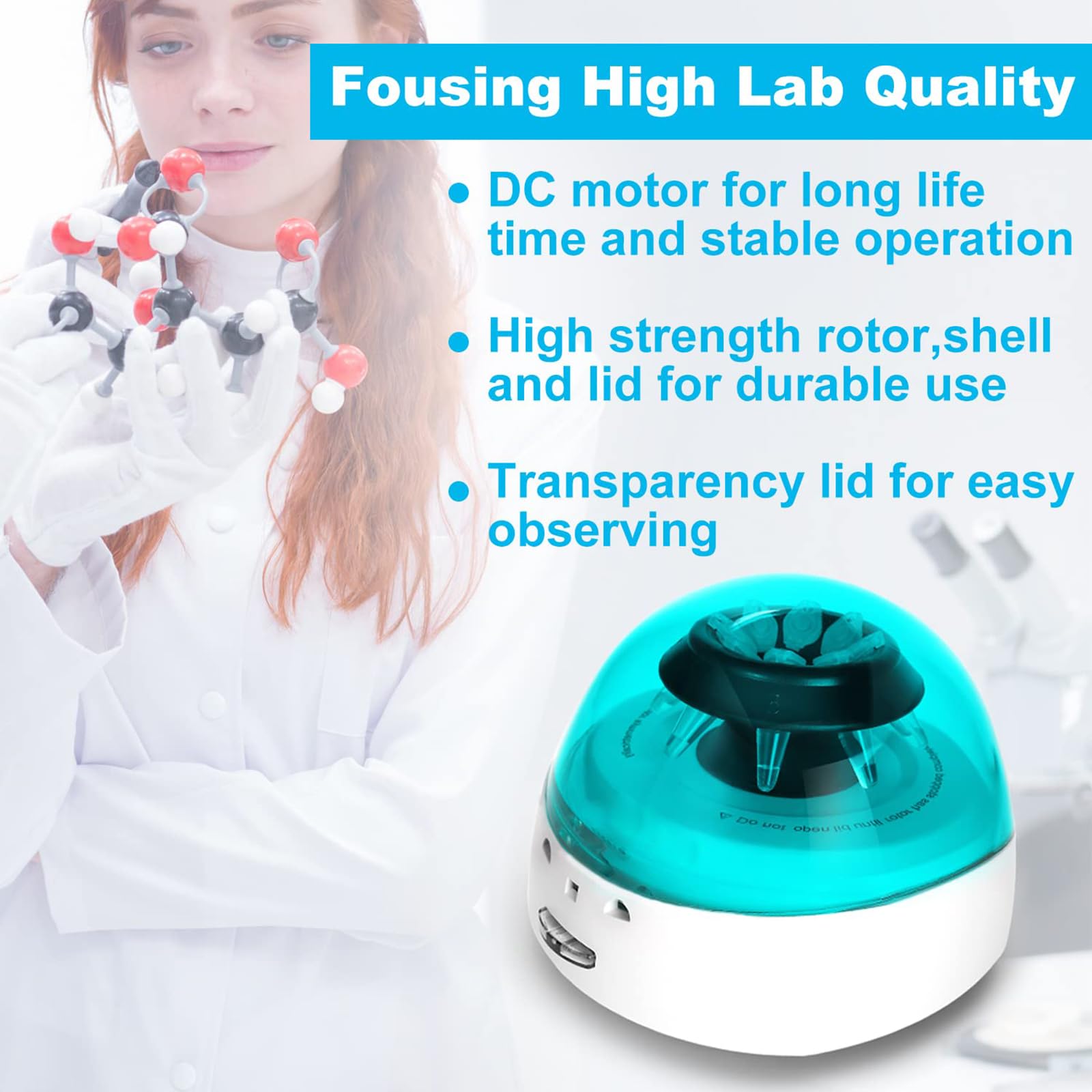Centrifugeuse De Laboratoire Numérique LCD, Centrifugeuse De Bureau, Vitesse : 500-7 000 TR/Min, Blocage du Rotor Élastique, Moteur À Courant Continu, Vitesse Réglable,12000