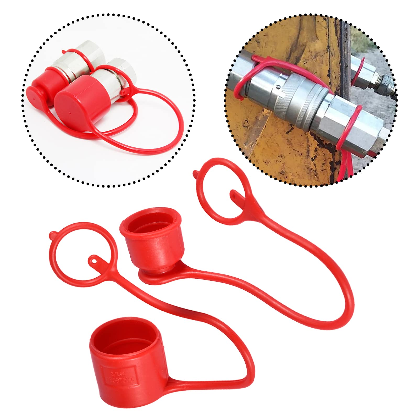 PATIKIL ISO-A 3/8 Coupleur hydraulique mâle et bouchon femelle, 4 ensembles de raccords hydrauliques à connexion rapide avec anneau de rétention maintient le bouchon connecté au tuyau