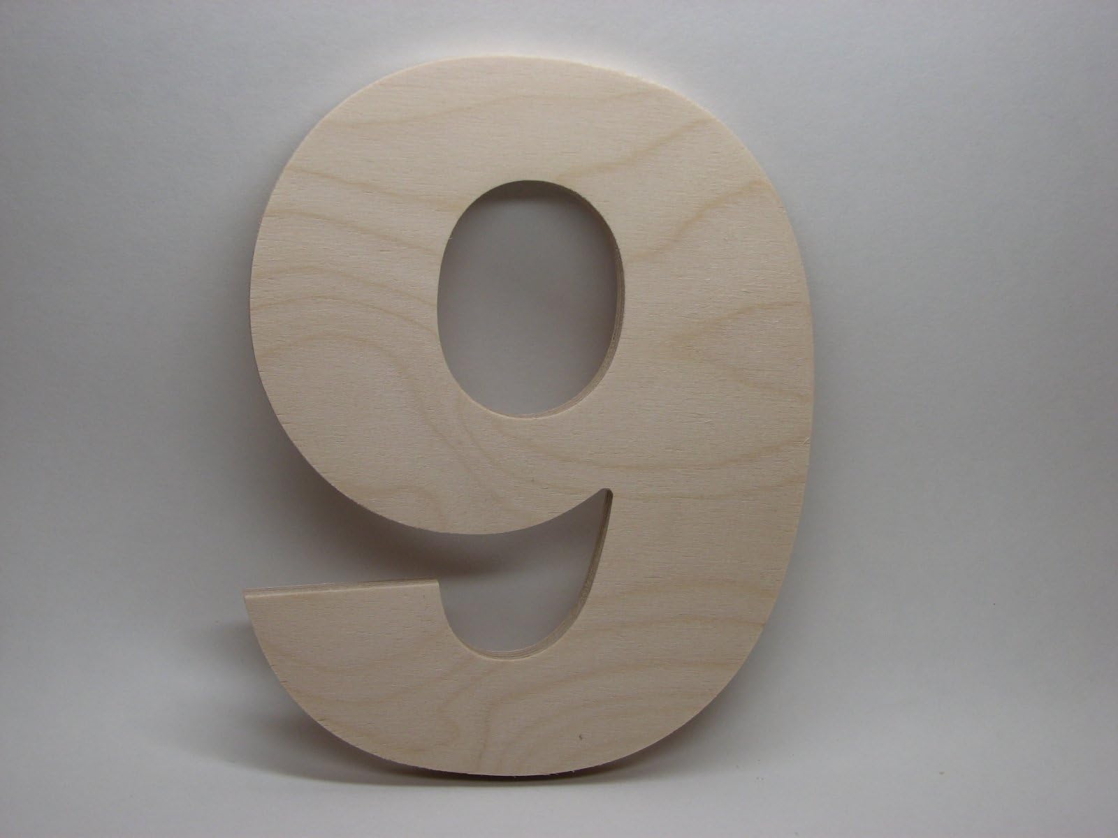 LetterWorx 8" Wooden Number 9 - Arial Font | Unfinished Baltic Birch Wood Letter | 8 Inch Tall