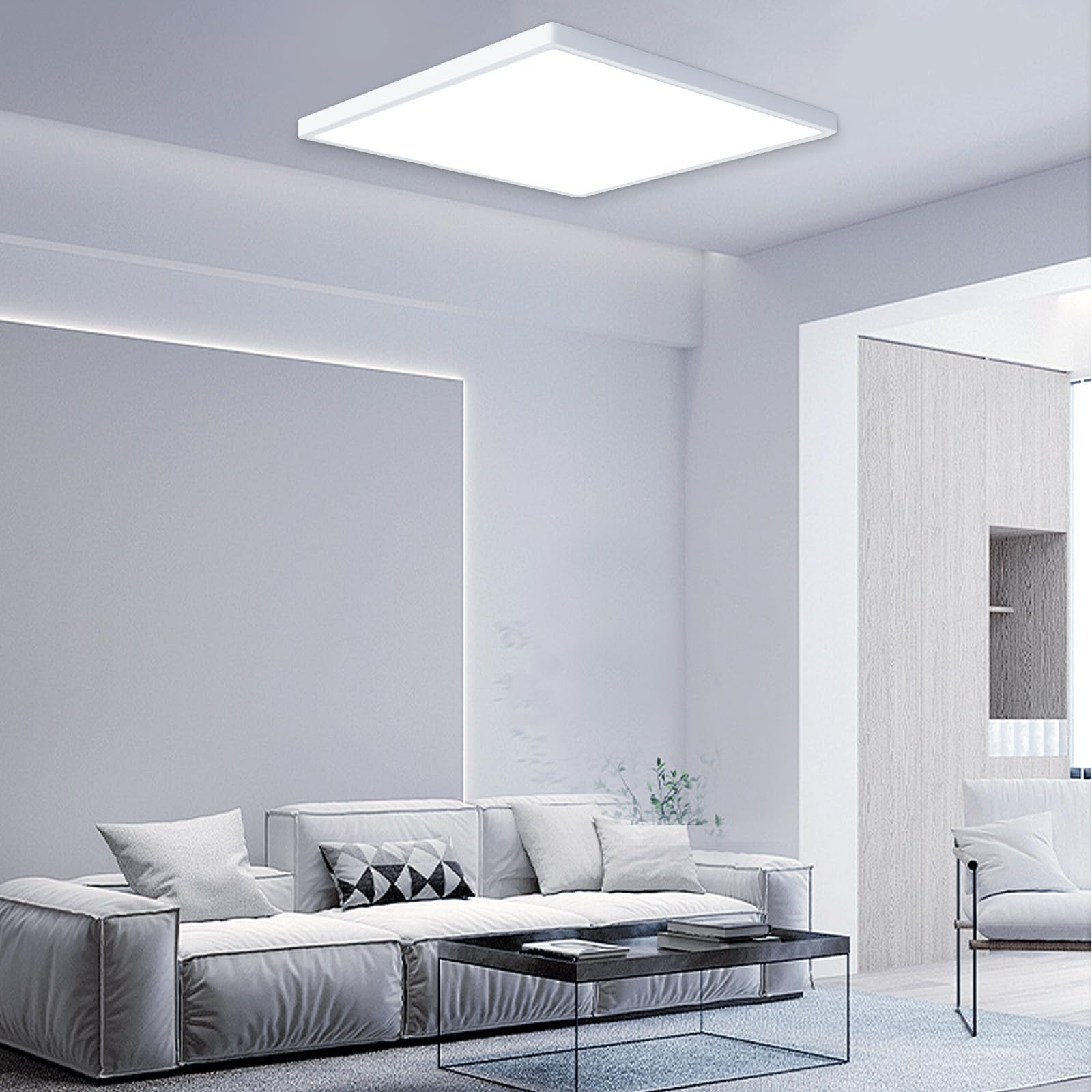 Plafonnier LED Carré 18W 1600LM - Lumière 4000K Blanc Naturel, Étanche IP44, 22cm Pour Salle De Bain, Cuisine