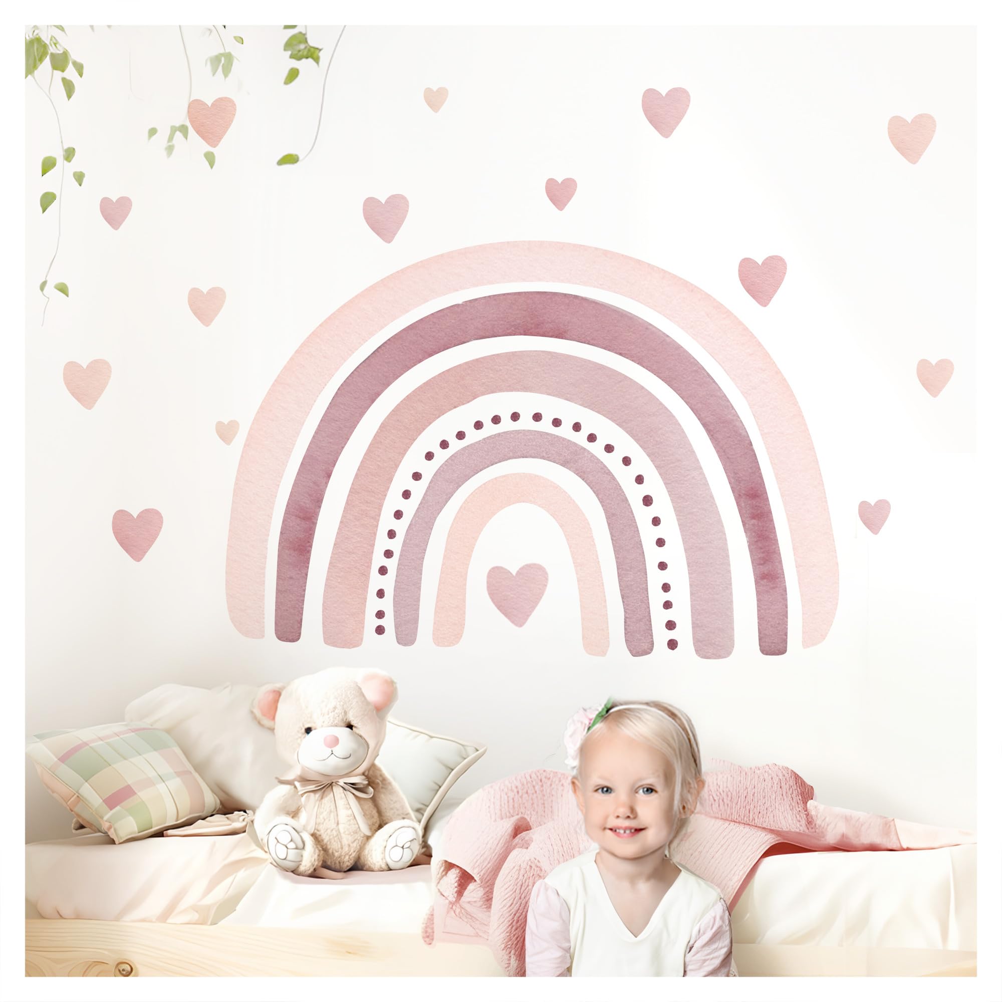 Little Deco Wandtattoo Regenbogen mit Herzen violett rosa DL5009 L