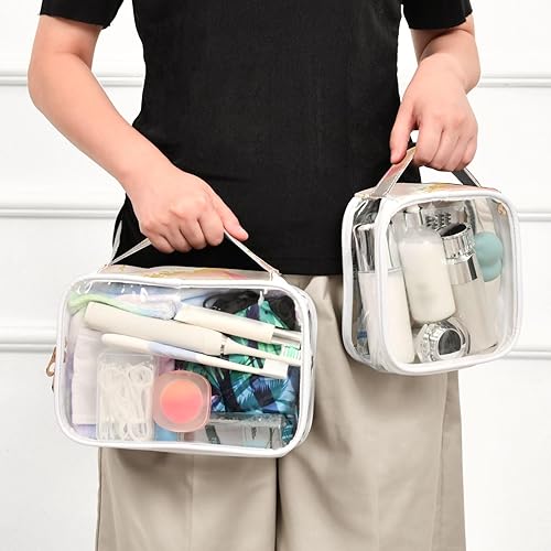 Miniatura 6 de Watercolor Yellow Marble Clear Toiletry Bag for Traveling,2 Pack Makeup Cosmetic Bag with Zipper,Travel Bag for Toiletries,Travel Essentials 21215132