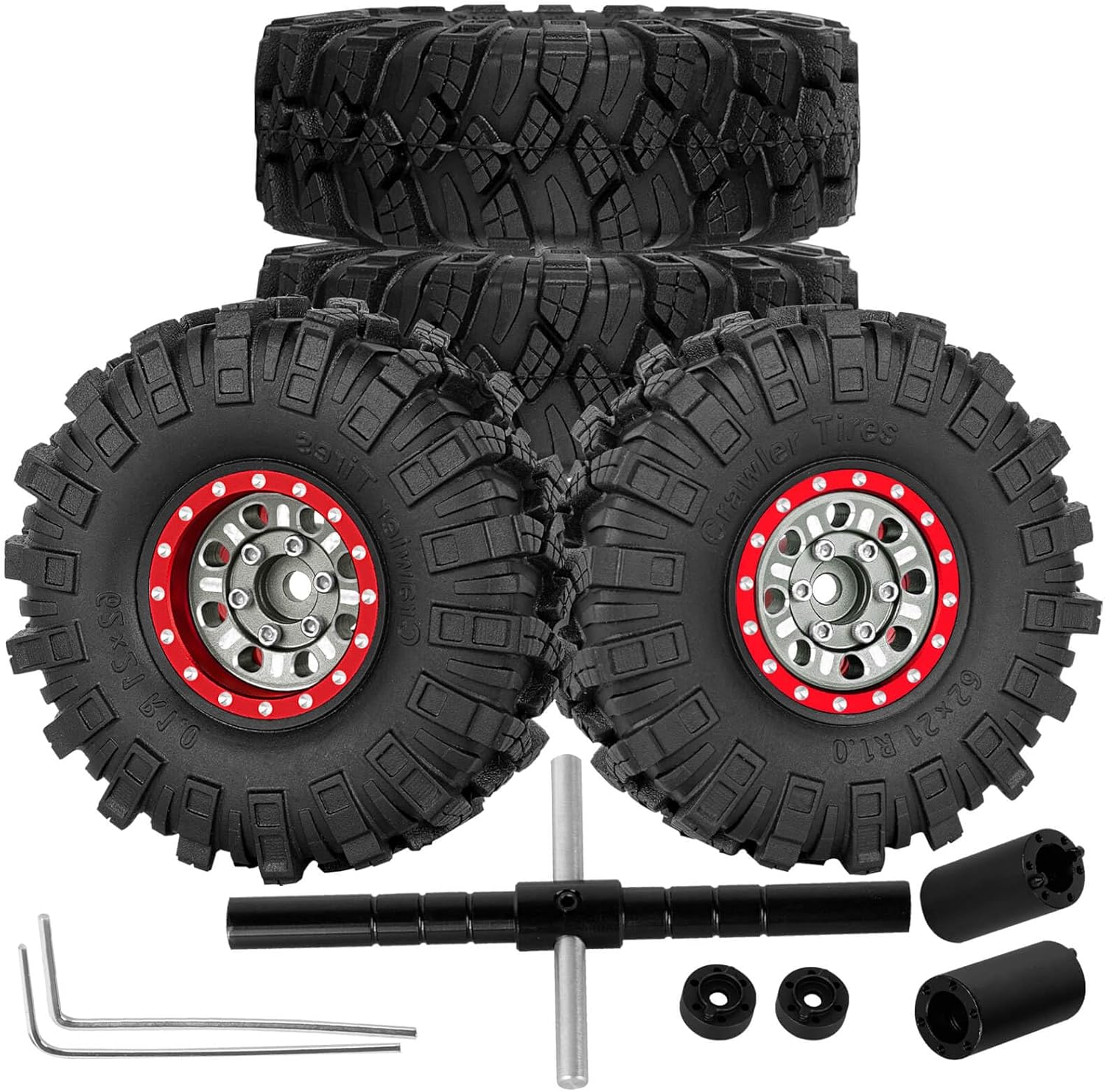 1.0 Beadlock Wheel Tires Wheel Hub Wheels Rim for 1/24 SCX24 FCX24 1/18 TRX4M RC Crawler Car. Aluminum 1.0 in Beadlock Wheel Rims Heavy Duty Rim,Black