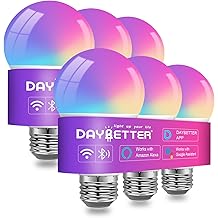 DAYBETTER Smart Light Bulbs, Smart Bulb That Work with Alexa &amp; Google Home, A19 E26 2.4G WiFi Bluetooth Alexa Light Bulbs, RGBCW Color Changing LED Light Bulb, 60W Equivalent, 800LM, 6Pack