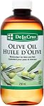 De La Cruz Pure Olive Huile pour les cheveux et la peau, Expeller huile de corps d'olive pressée pour la peau sèche, huile hydratante pour des extrémités lisses et de réduire les frisottis, hydratant la peau sec, 236 mL.
