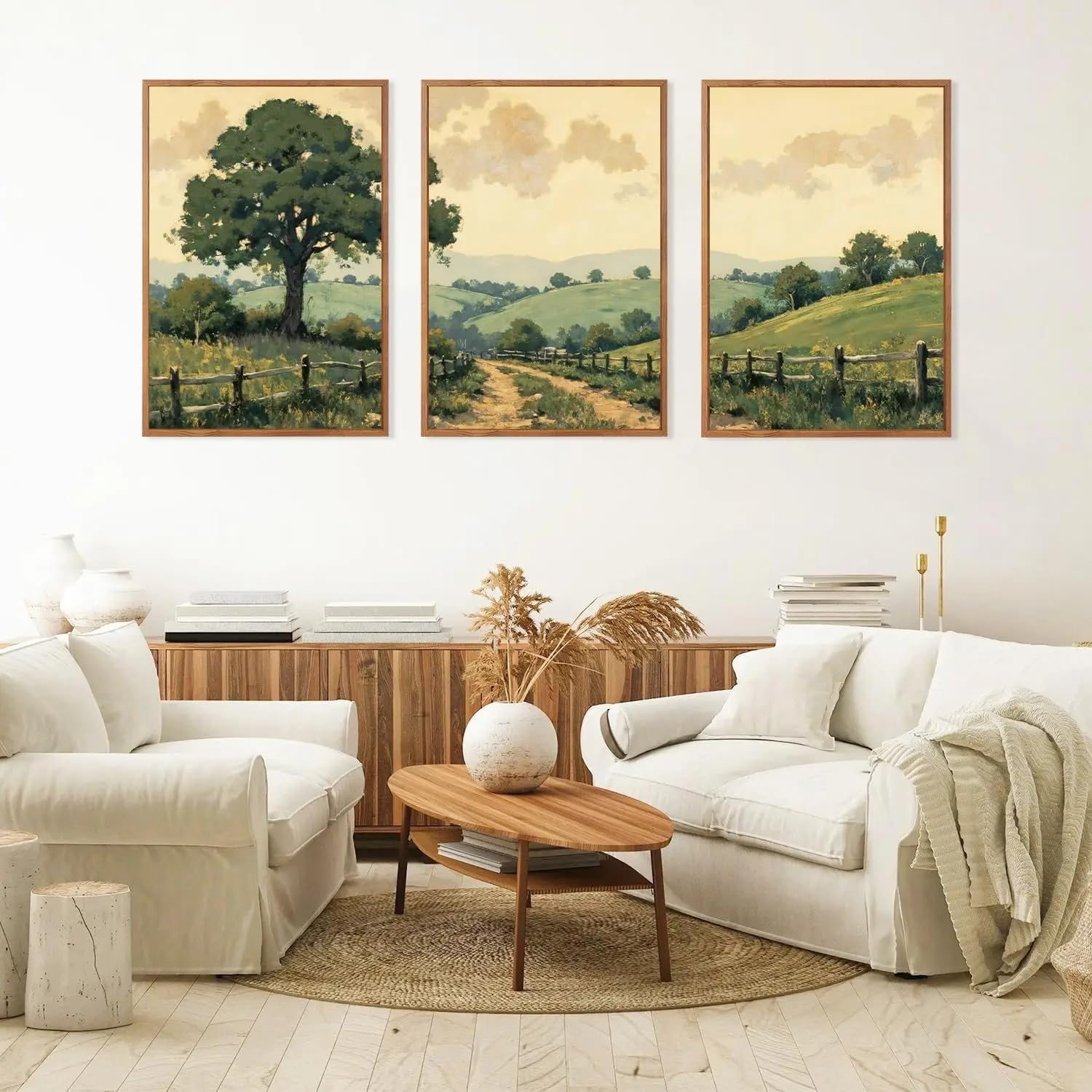 GOSRD Canvas Prints Retro Rural Road Landscape Wall Art Forest Natural Living Room Bedroom Home Decoration(60x80cm-3Pcs)