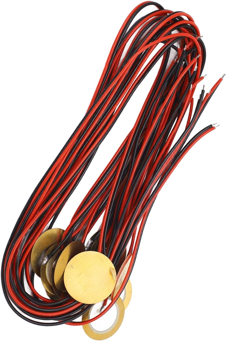27mm Piezo Discs for Acoustic Guitar Drum Trigger Brass Piezoelectric Disk Transducer with Wire Lightweight and High Sensitivity Pre Wired Piezoelectric Discs 12PCS