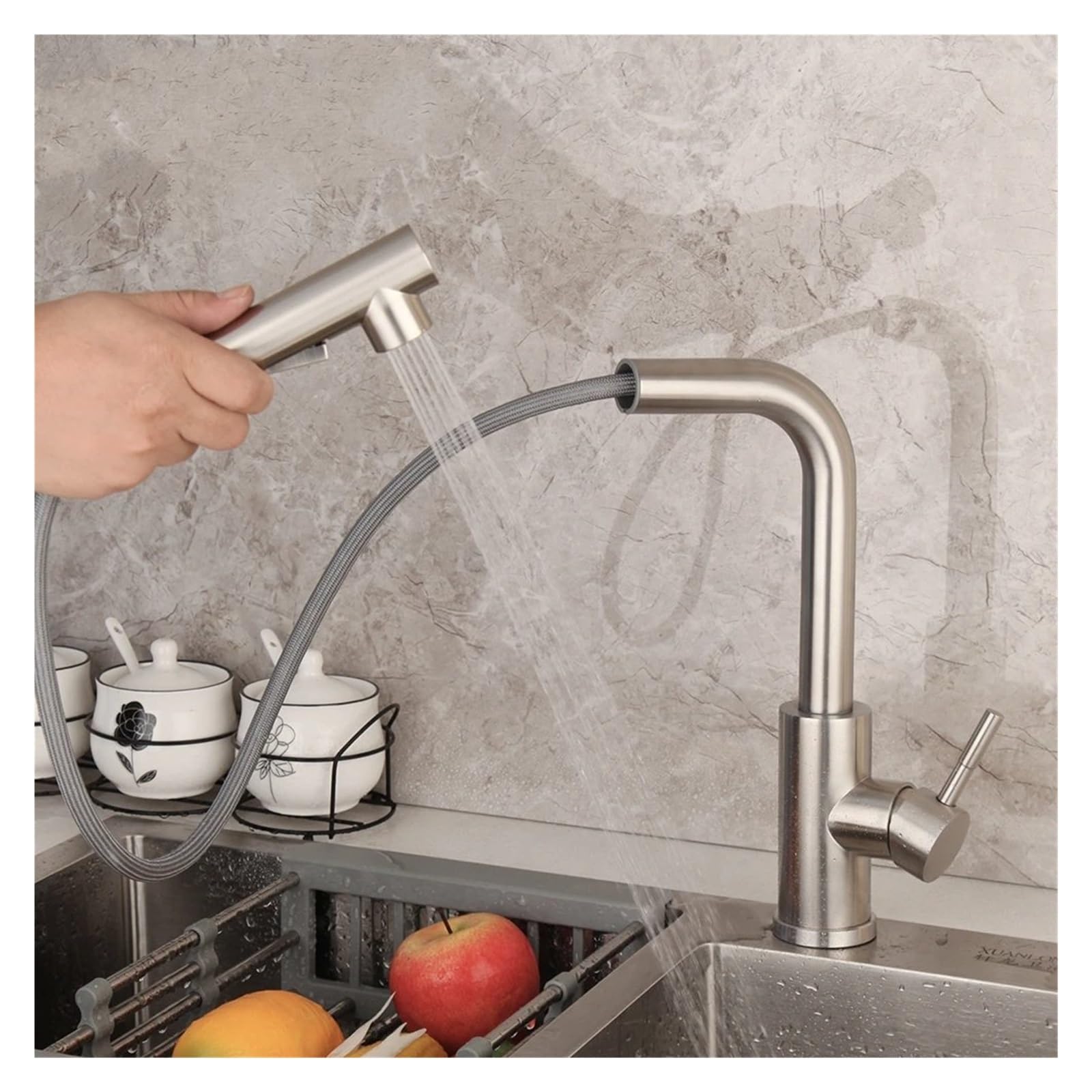 Mitigeur d'évier cuisine avec bec extractible et robinet eau chaude froide