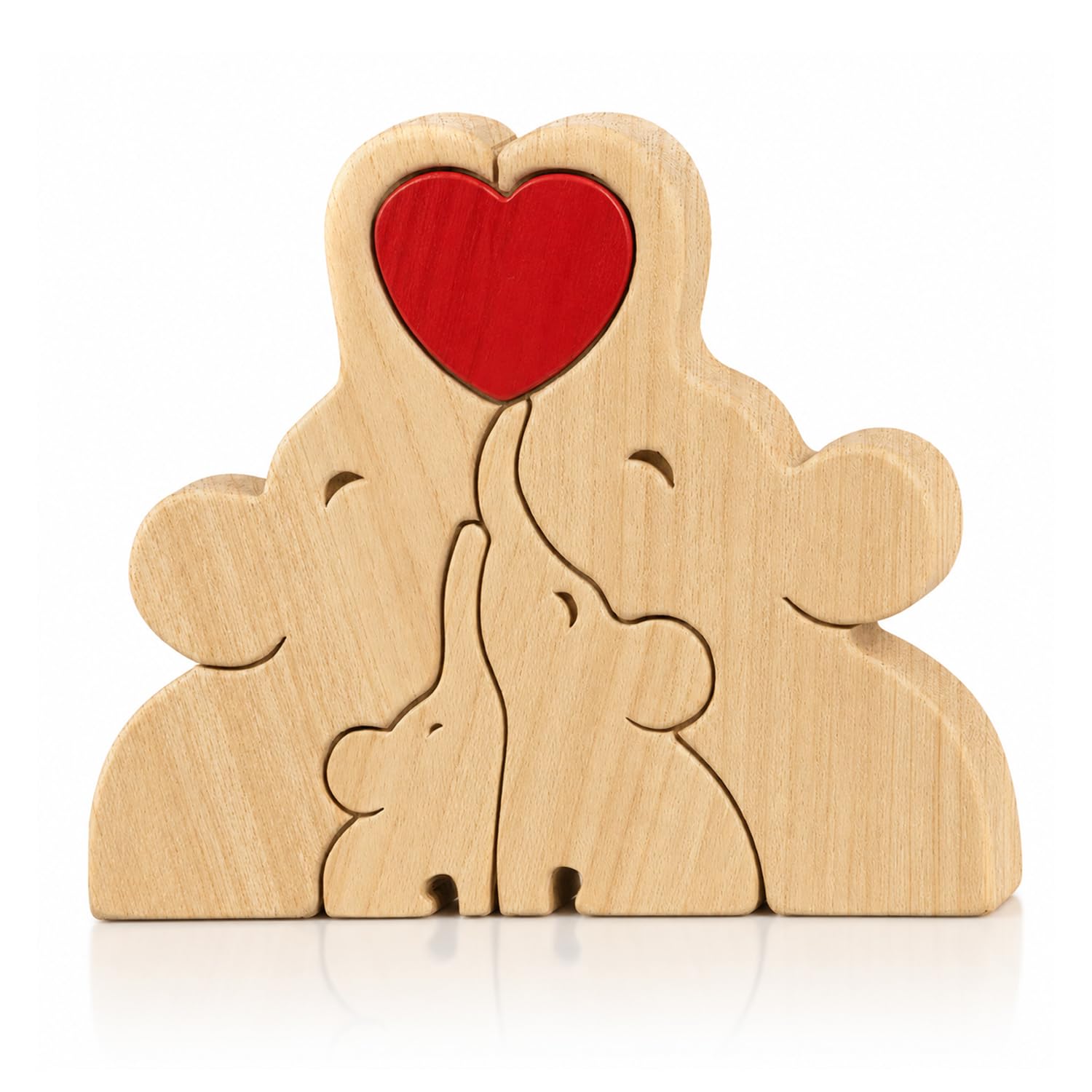 Wooden Puzzles for Adults, Family of Four, Wooden Elephant Ornaments, Shelf Ornament, Whimsical Ornaments for Living Room Accessories, Shelves, Mantels & Entryway Table Decorations, Elephant Gifts