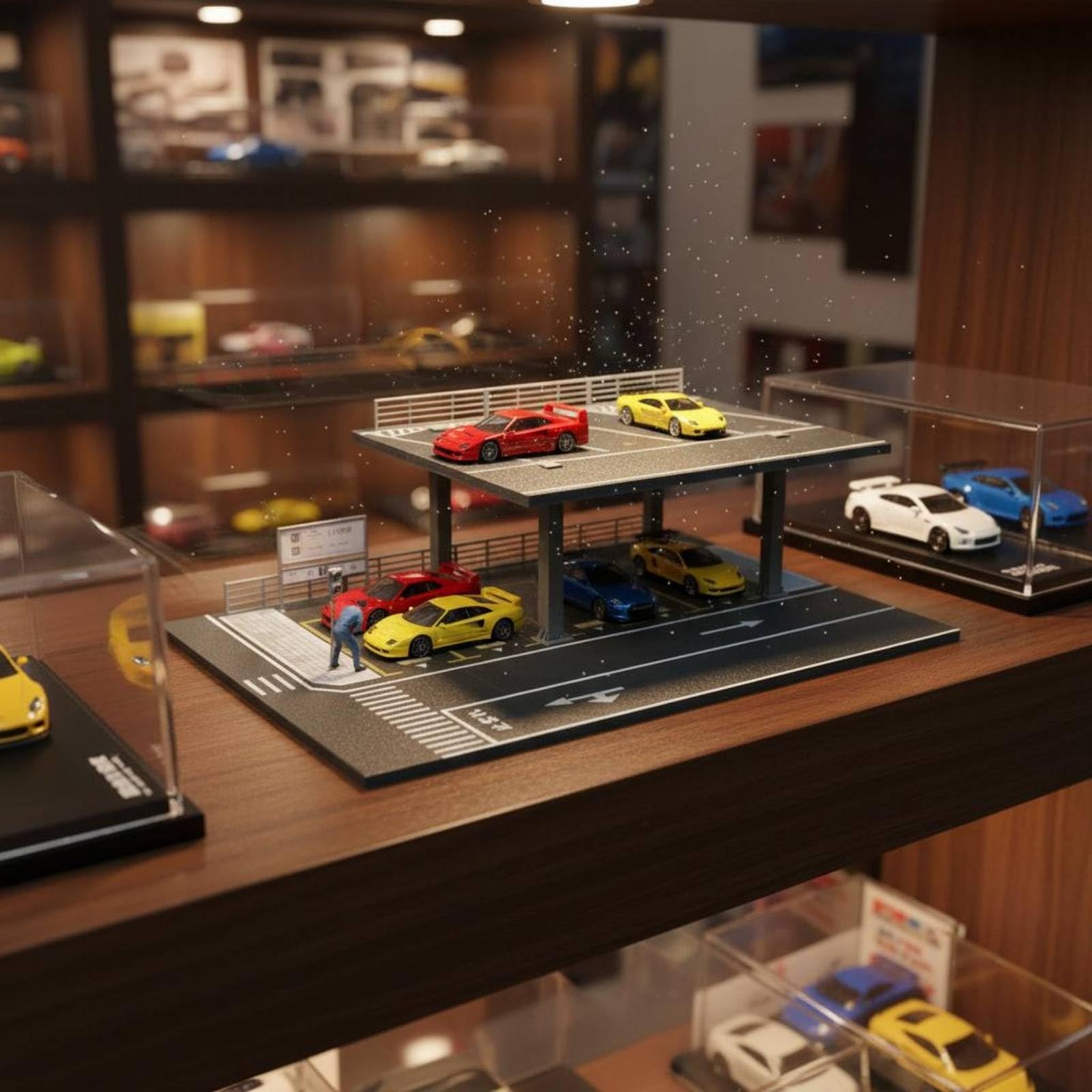 Kit Modello 1 64 Parcheggio Garage Diorama Scena con Struttura Multilivello in E PVC Segnaletica Stampata E Corsie, style to 1