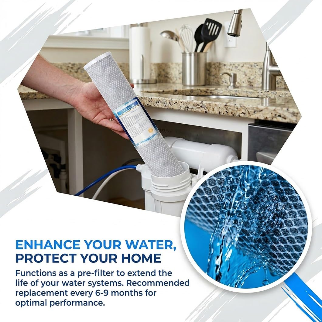 30 sztuk wkładów filtrujących wodę z węglem aktywnym CTO dużej pojemności i wymiarach 2,8x20in, domu,idealnie nadaje dużych obiektów filtracji przemysłowej