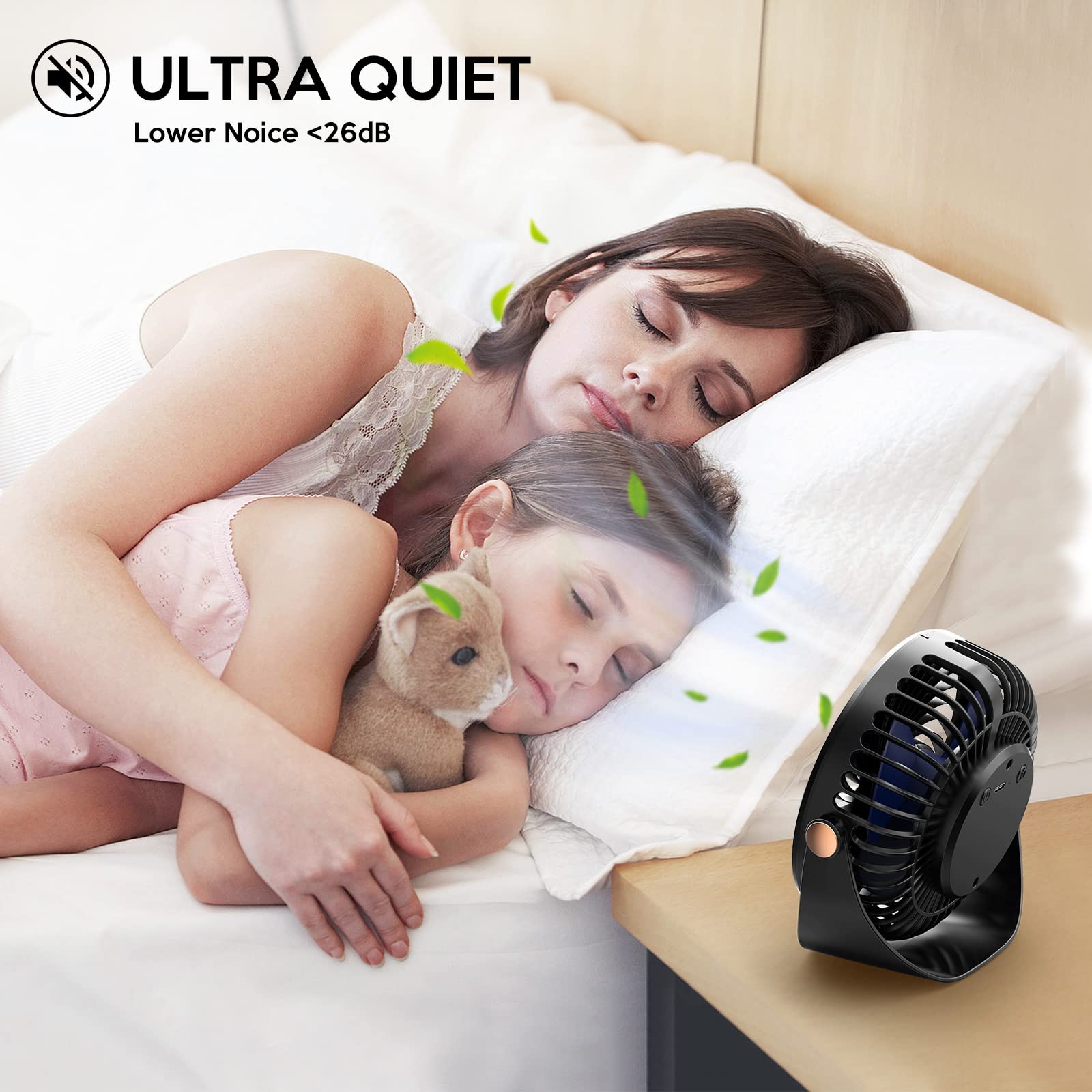 Ventilador de Cuello Portátil, Silencioso, con Flujo de Aire de 360°, Recargable por USB y 3 Velocidades. Ventilador sin Aspas Ideal para la Oficina, Viajes, Hogar Aire Libre (Negro) - 5