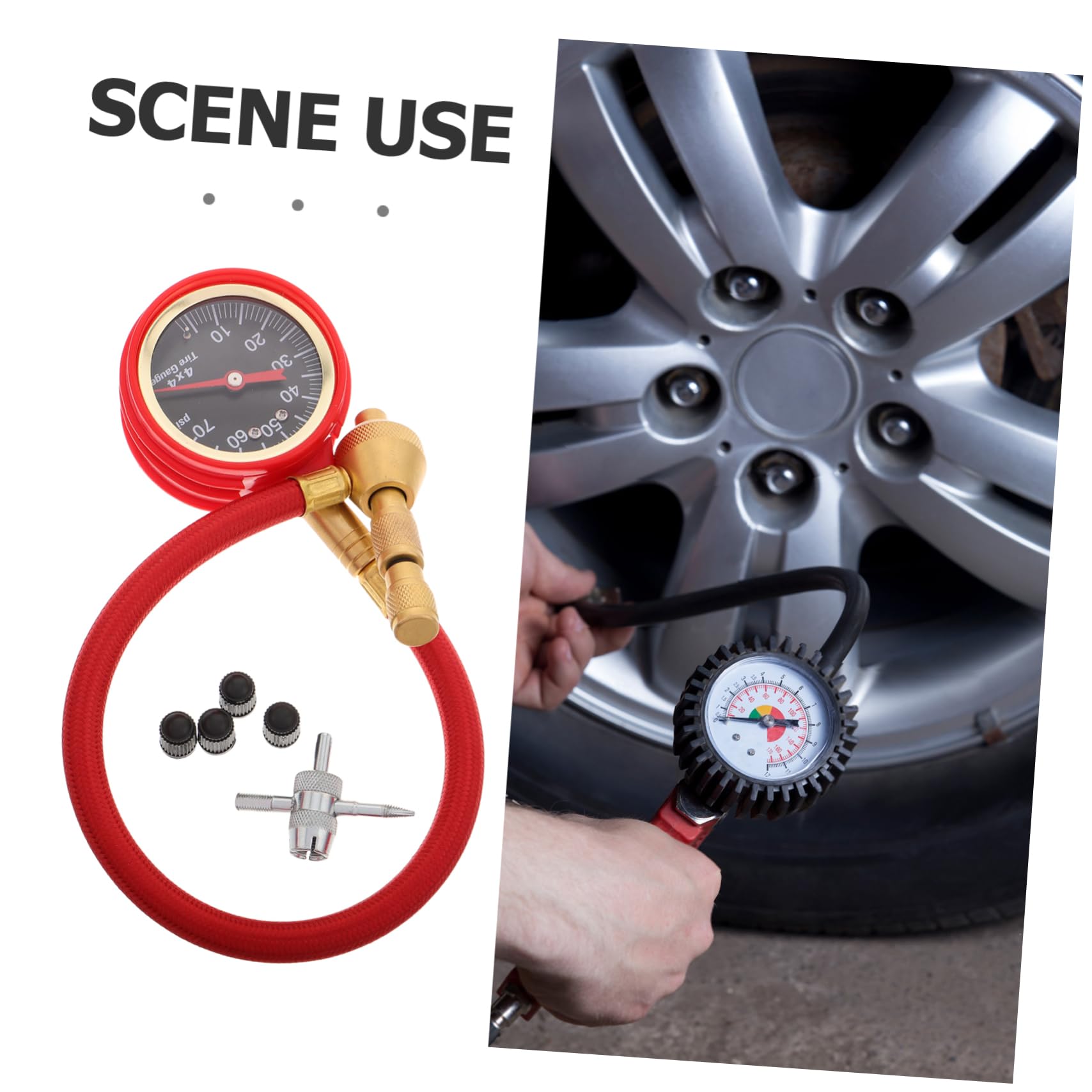Anneome Manometro Meccanico Per Pneumatici Strumento Misurazione Della Pressione Dei Pneumatici Quadrante Monitor Della Pressione Dei Per Auto e Camion Realizzato in Ottone e Gomma