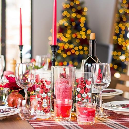 Miniatura 6 de 10152 piezas de relleno de jarrón para el día de San Valentín, perlas blancas y rojas, relleno de jarrón flotante de corazón para boda, hogar, mesa,