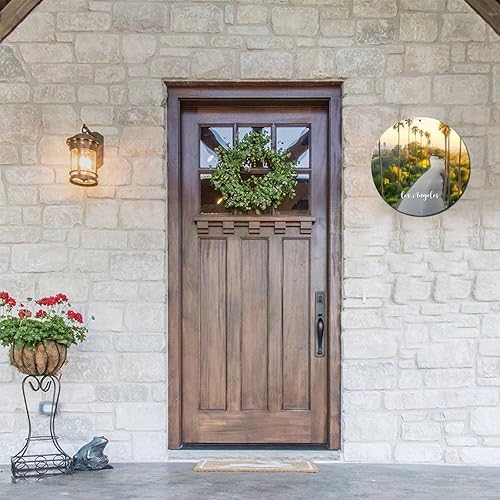 Miniatura 6 de Round Metal Tin Sign Plaque American California State Los Angeles City Skyline Scenery Cityscape Vintage Wreath Sign Home Door Sign Plaque