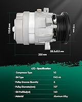 Vista 8 de SCITOO Compresor de CA para Buick Century 2.5L 3.3L 1989-1992, Compresor de aire acondicionado de enfriamiento rápido para Buick Regal 2.8L 1989