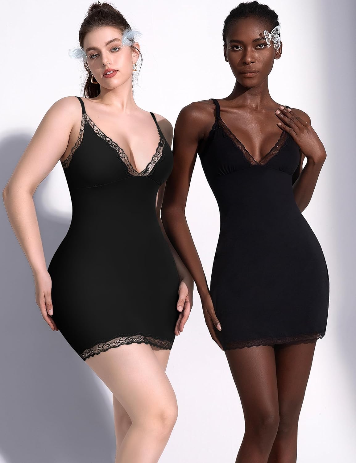 Full Slip for Women Under Dress Slim Slip Dress Adjustable Straps Nightgown V Neck Sleepwear Cami Mini Dress - Image 6