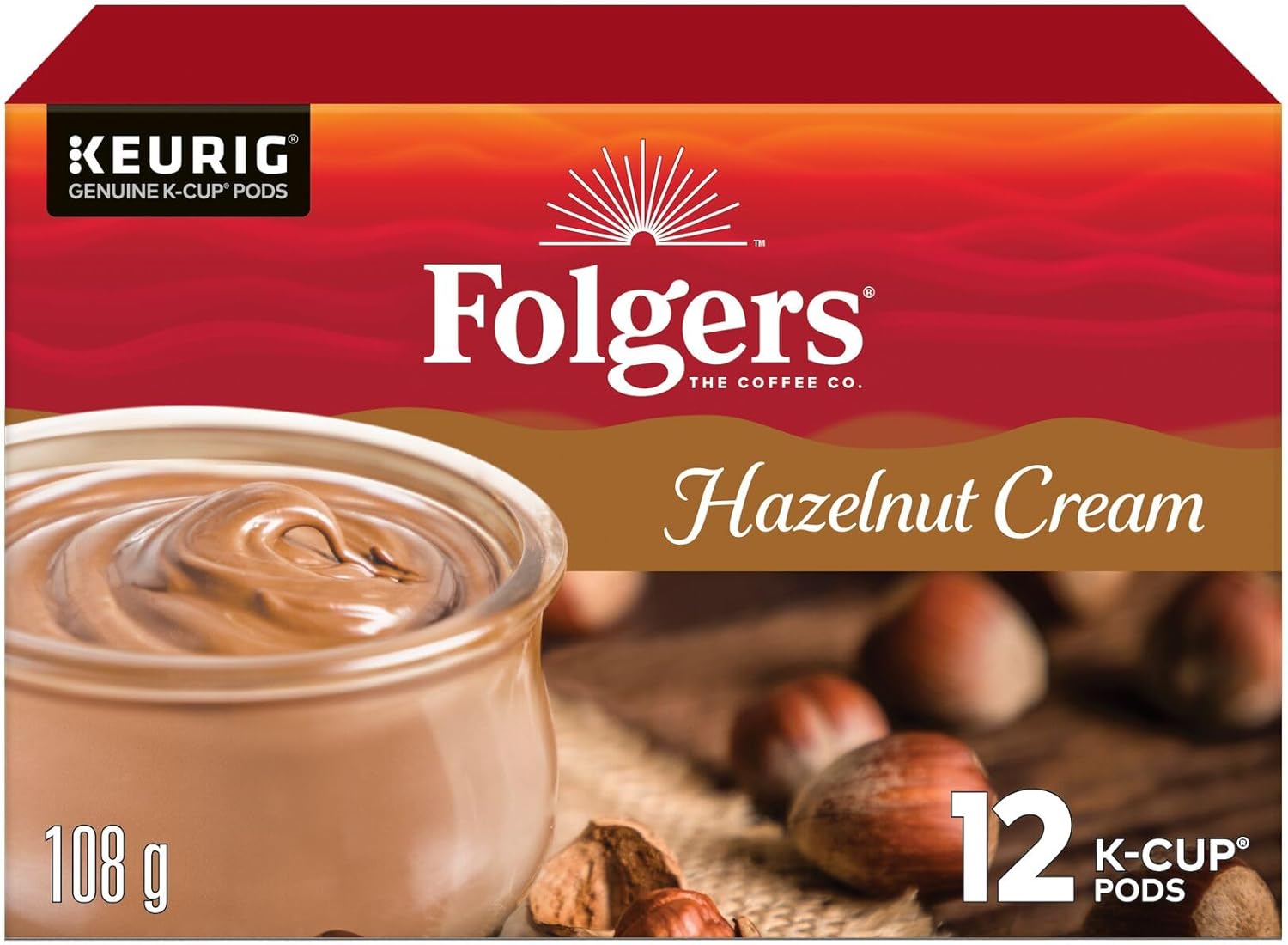 Folgers Hazelnut Cream Flavoured Coffee, SingleServe KCup Pods For Keurig Coffee Makers, 12