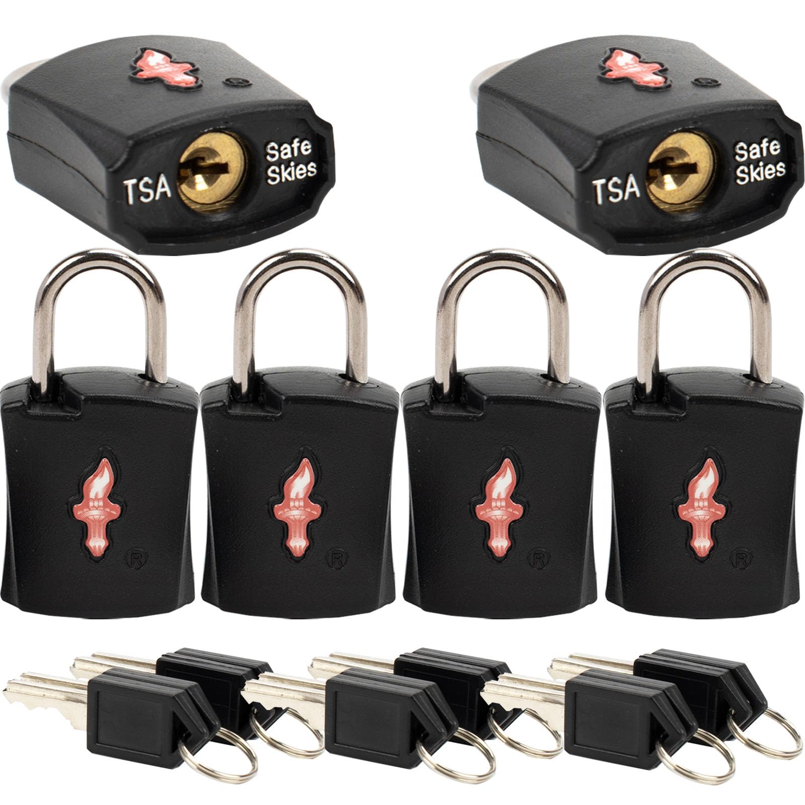 TSA Keyed Alike Luggage Lock 6-Pack Black – Family Travel Set