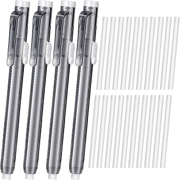 Eersida 24 Pieces Retractable Mechanical Eraser Pen Bulks, Clear Black