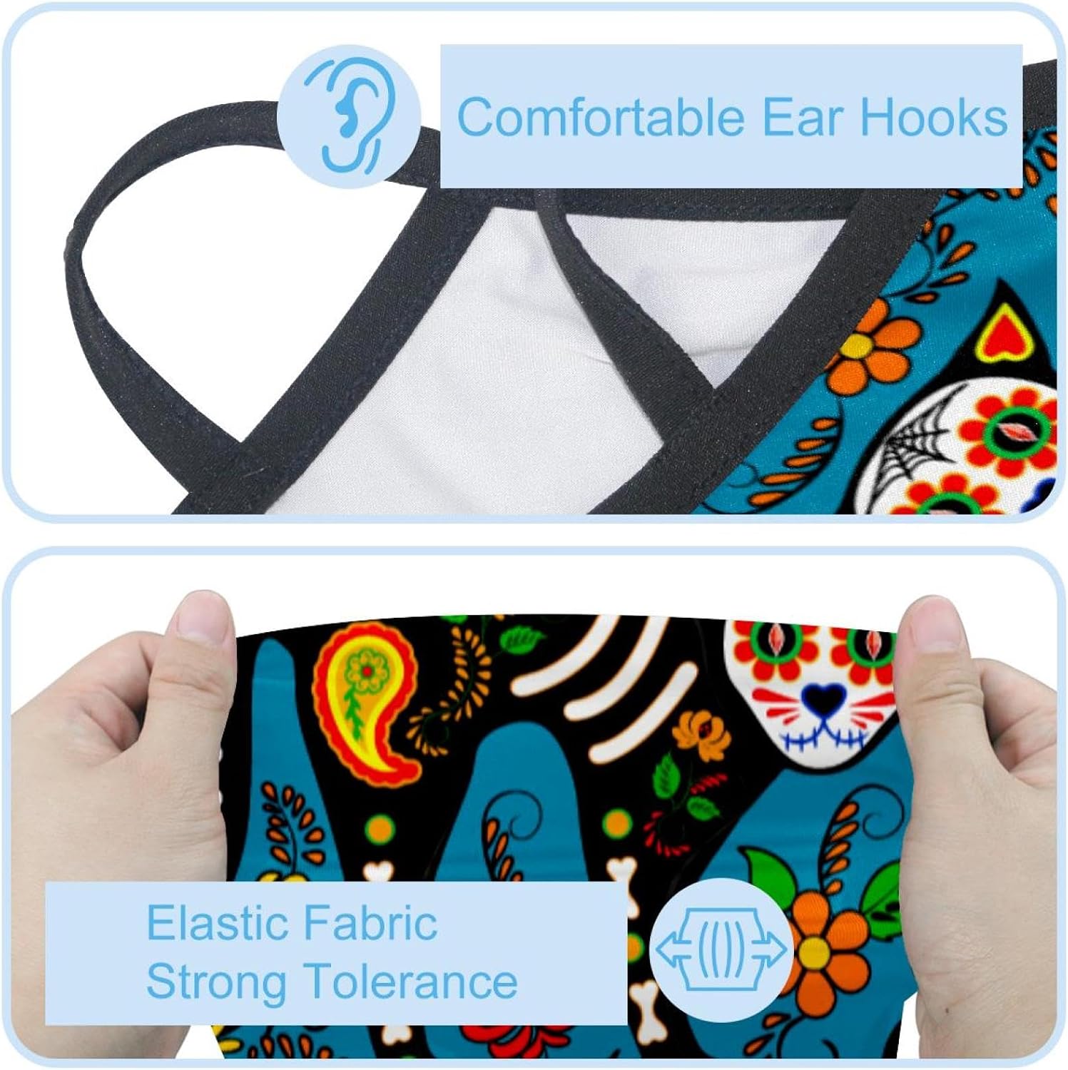 4 Pack Cats and Dogs Animal Neck Gaiter Face Scarf Cover Sun Protection Balaclava Cloth Bandanas with Ear Loops