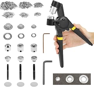 BEAMNOVA Grommet Tool Kit 5.5mm 8mm 10mm Multi-Size Hand Press Eyelet Pliers Kit with 900 Grommet Supplies & Hollow Hole Punch Tool Black Handheld Eyelet Setter for Tarp Leather Canvas
