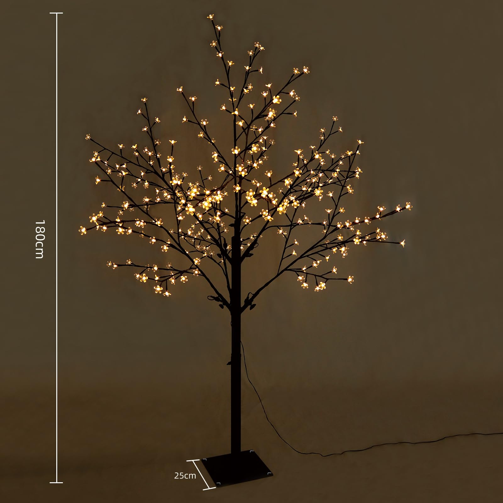 CCLIFE Arbre Lumineux Interieur LED de Noel Extérieur Lumineuse avec Fonction de Mémoire, Lampe Cerisier, Blanc Chaud, IP44, 180cm, 336 LED, CushHom