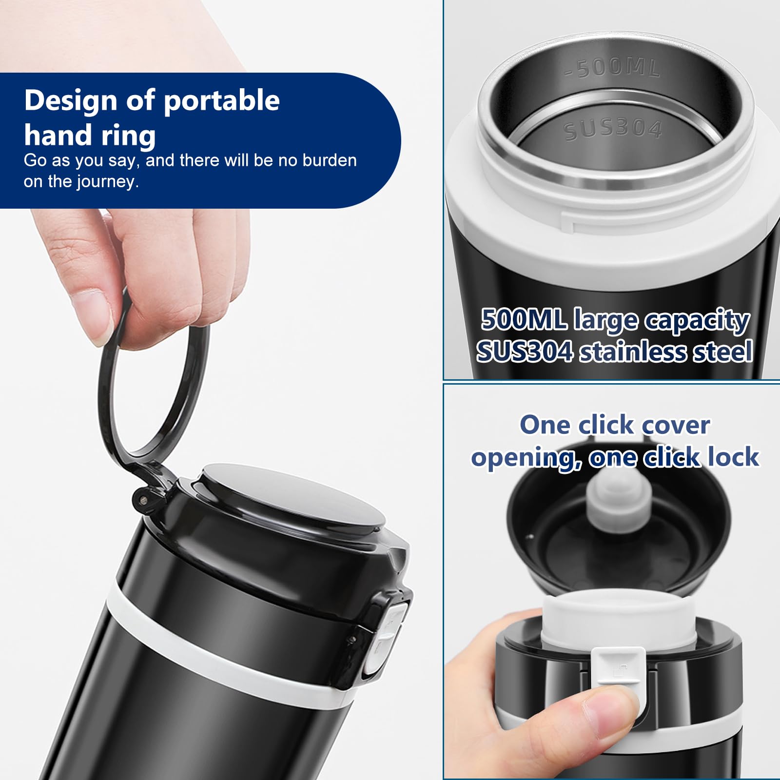 Vegena Tasse d'eau Chauffée pour Véhicule 12V/24V Bouilloire Électrique De Voyage, Bouilloire Électrique pour Voiture en Acier Inoxydable Tasse Chauffante De Voiture pour Voiture, Camion