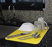 Vista 18 de Dependable Industries Silicone Drying Mat, 16"x12" - Grooved Design, Heat-Resistant, Non-Slip, BPA-Free - For Dishes, Cutlery, Pots, Pans (Sky Blue)