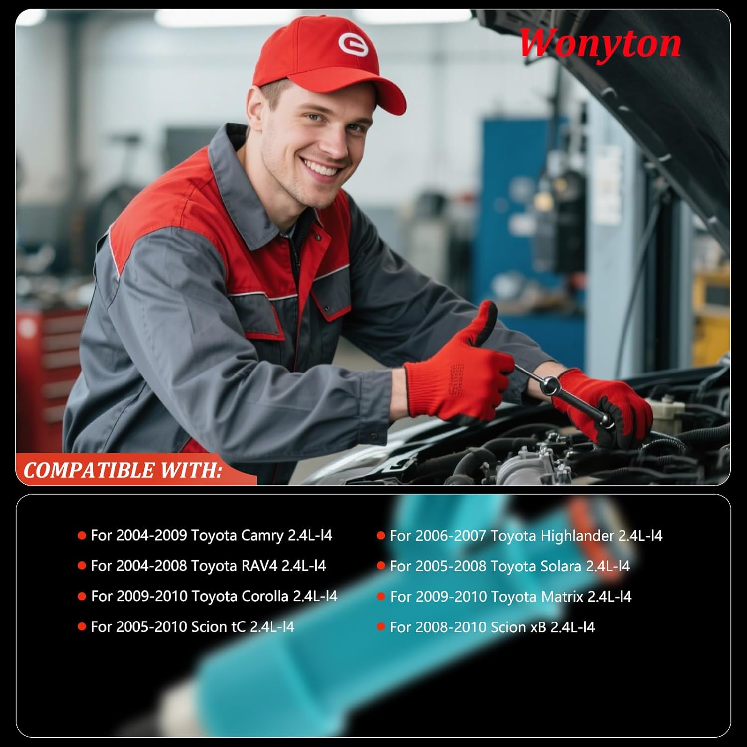 Set of 4 Fuel Injectors 12 Holes Nozzle for Toyota Camry 04-09 Highlander 06-07 RAV4 04-08 Solara 05-08 Corolla Matrix 09-10, for Scion tC 05-10 xB 08-10 2.4L-l4 23250-0H060 23209-0H030